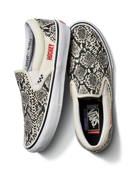 Hockey X Vans Skate Slip on White Snake