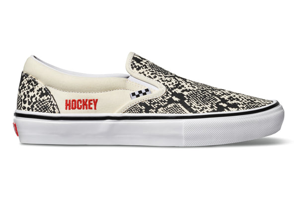 Hockey X Vans Skate Slip on White Snake