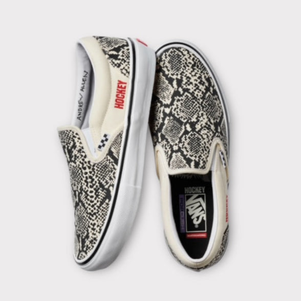 Hockey X Vans Skate Slip on White Snake