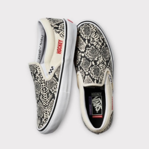 Hockey X Vans Skate Slip on White Snake